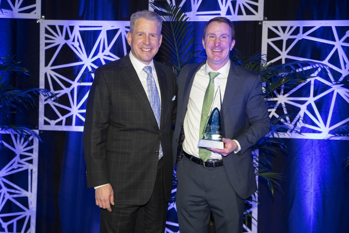 Mountainside Medical Center CEO Tim O’Brien (right) pictured with Ardent President and CEO Marty Bonick after receiving the Ardent CEO of the Year award. O’Brien was appointed the hospital’s CEO on August 12, 2020.